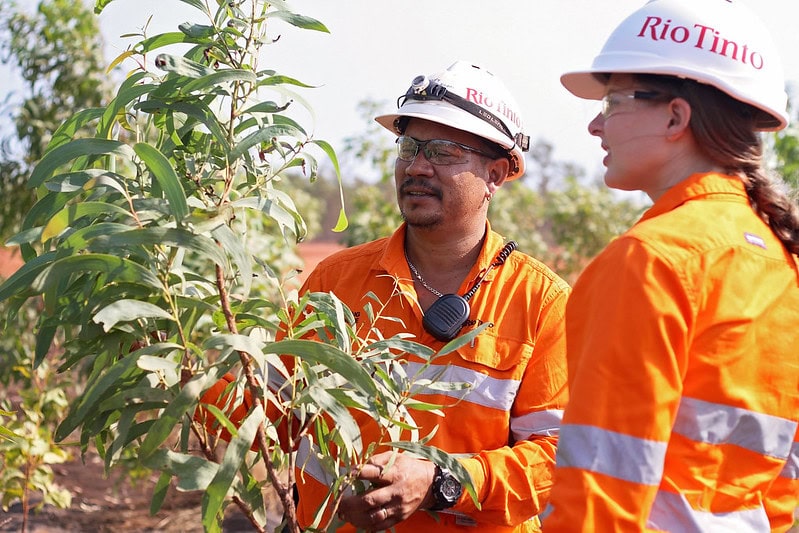 Mining mainstreams biodiversity 4 Crew leader Craig Wone and community relations advisor Lucy Warren inspecting rehabilitation at Rio Tinto's Weipa operations. Image: Rio Tinto