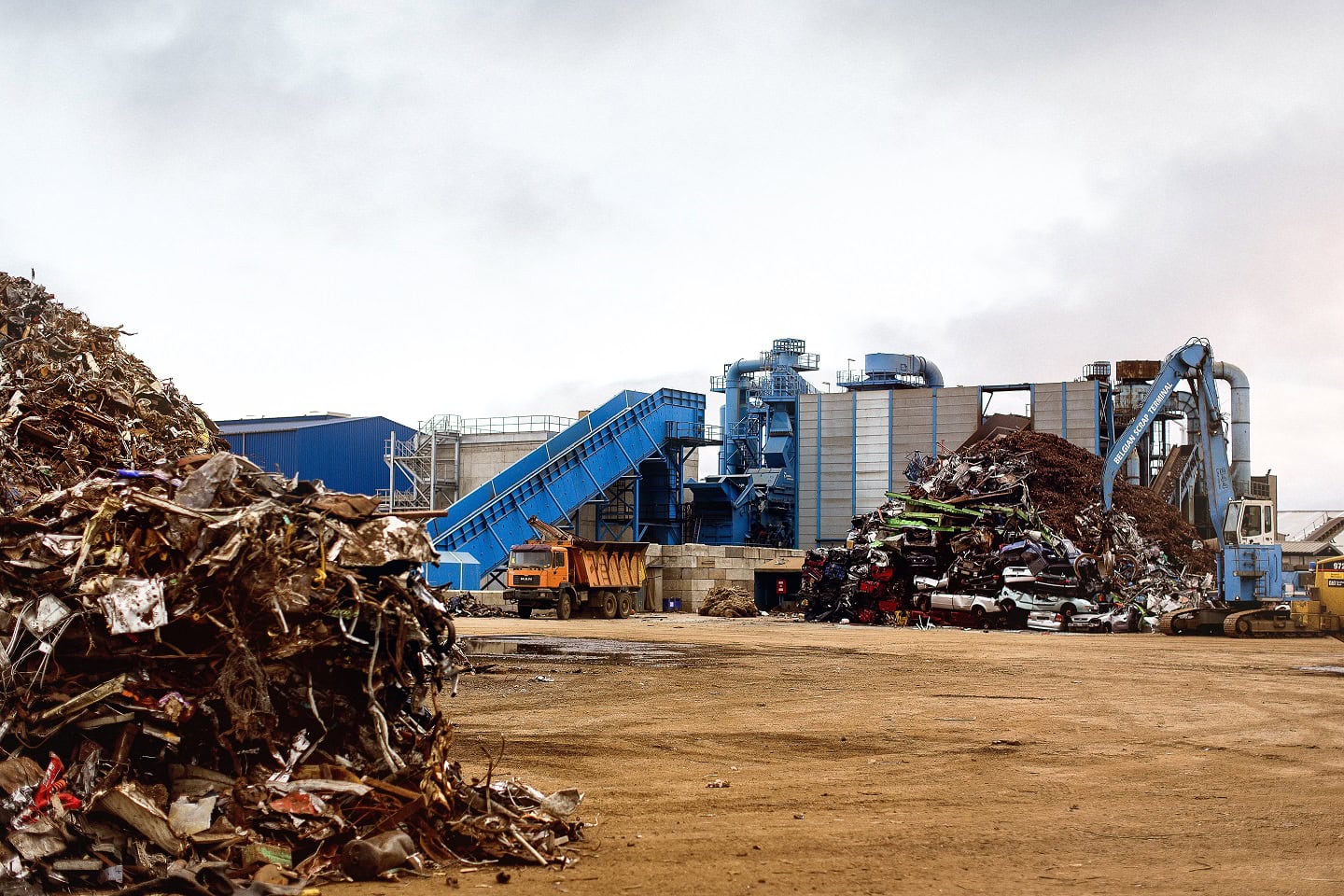 METS and miners partner for circularity 3 Photo showing scrap metal piles at a recycling plant