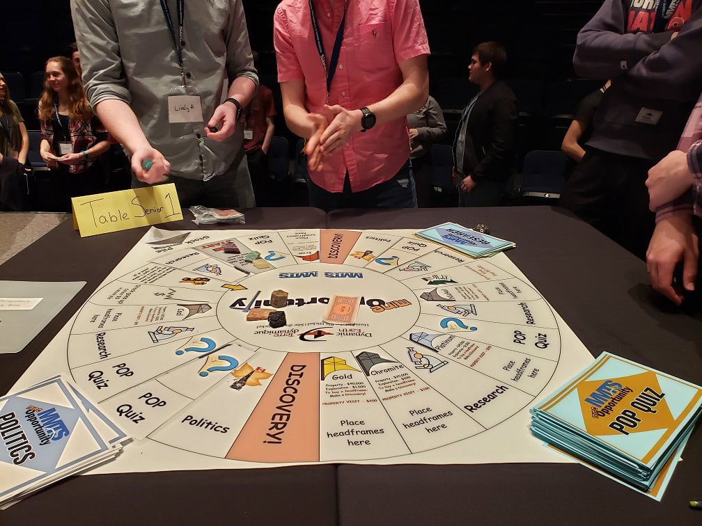 Educational activities should be fun. Pictured is the Mine Opportunity game that MMTS volunteers developed to engage people with the concept of mining. Image: MMTS