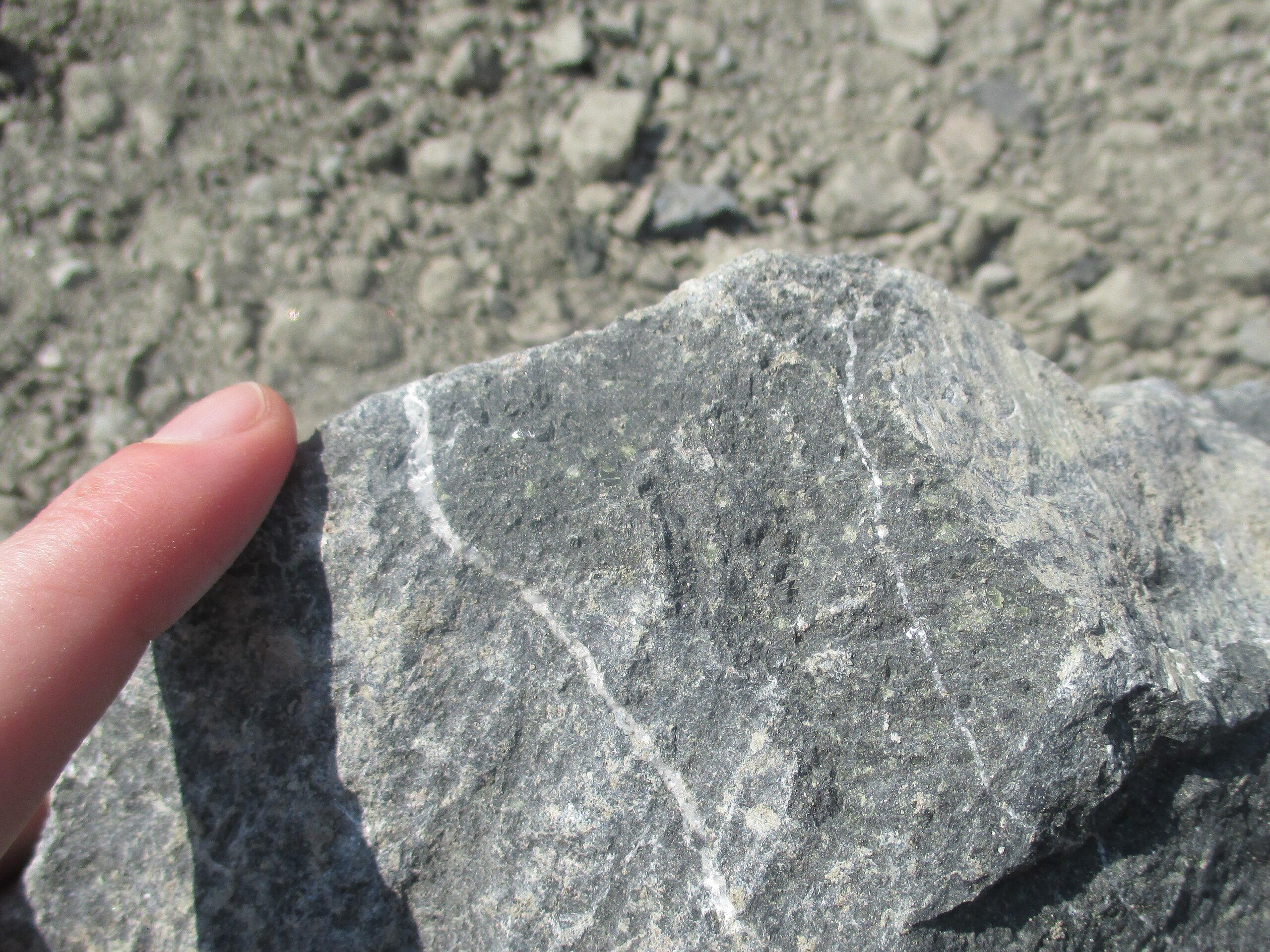 Turning mine sites into carbon vaults 2 Natural carbonate veining in a kimberlite rock from Venetia mine. Image: Alison Shaw/De Beers