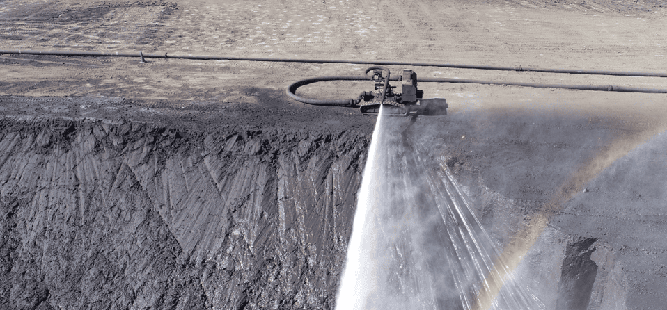 Hydraulic mine tailings operations at the Century Zinc mine.