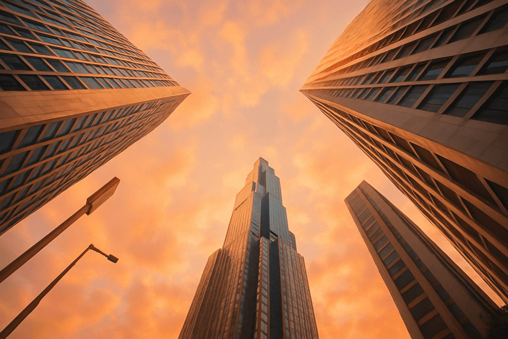 Skyscrapers at Sunsets Golden Hour